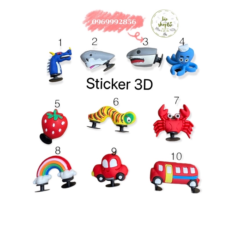 (HOT)Sticker 3D Jbit, Nút gắn dép hình 3D ngộ nghĩnh cho dép cross