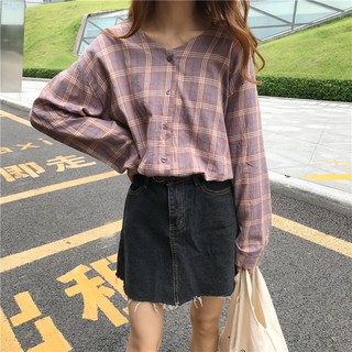 (HÀNG ORDER) ÁO SƠ MI CARO CỔ V 2018