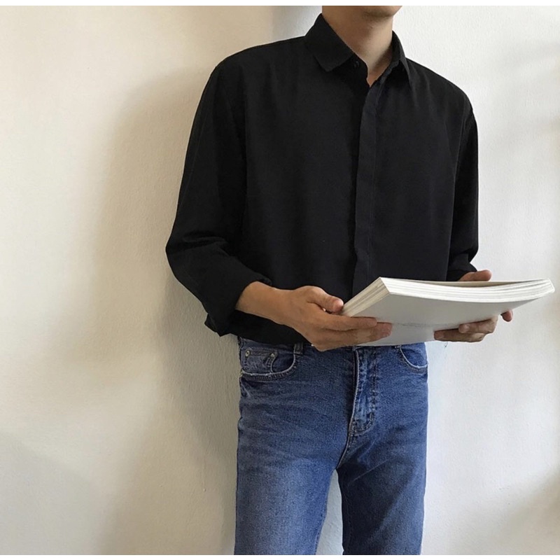 Sơ Mi Nẹp Dấu Nút - Hidden Button Shirt (3 Color)
