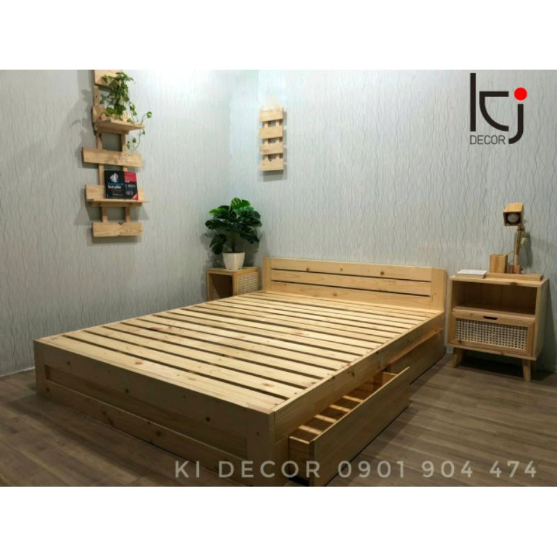 - GIƯỜNG GỖ TỰ NHIÊN CÓ NGĂN KÉO