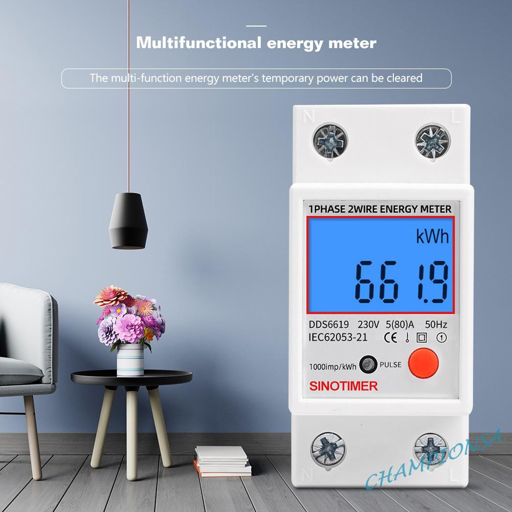 ❥COD Single Phase Digital LCD Kwh Wattmeter Power Consumption Electric Din Rail