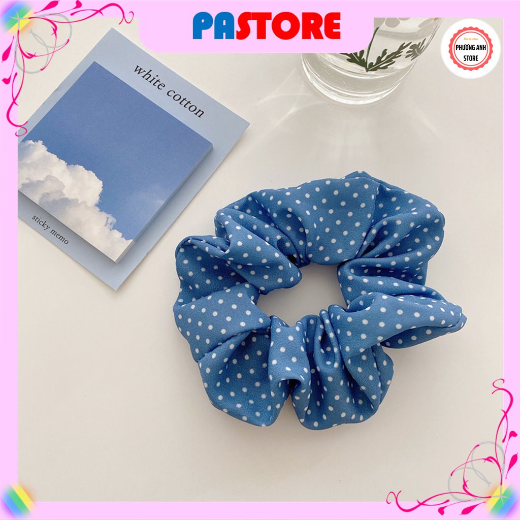 Cột Tóc Vải Scrunchies Họa Tiết Caro Vintage Hàn Quốc Dễ Thương Dành Cho Nữ PASTORE