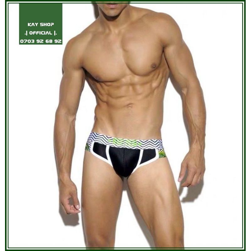 [HOT SALE] Quần lót nam sexy ES thun nylon đục lỗ thoáng khí có viền - Quần sịp nam thiết kế bản lưng thun gợn sóng
