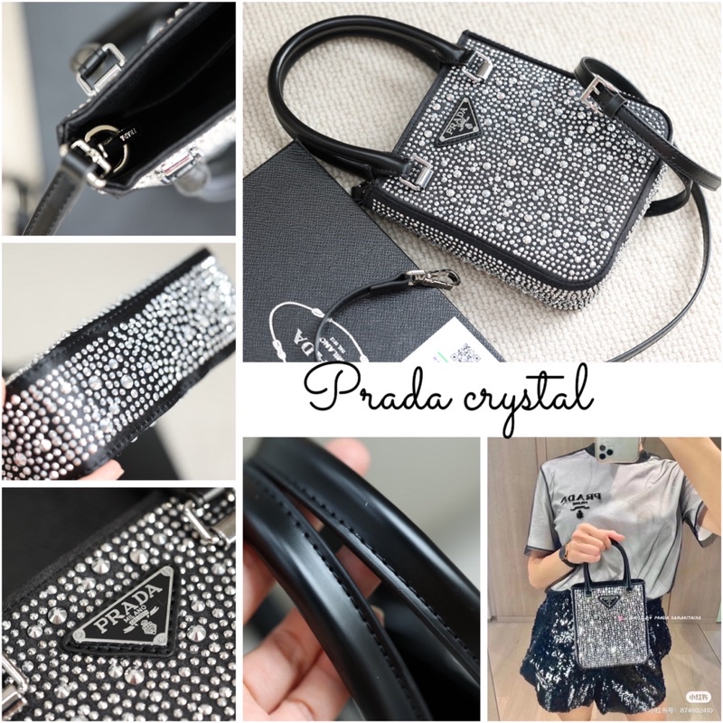 Túi Prada Crystal Fullbox Size 15x18cm Sang Chảnh Đá Gắn Tỉ Mỉ Ảnh Thật Tự Chụp
