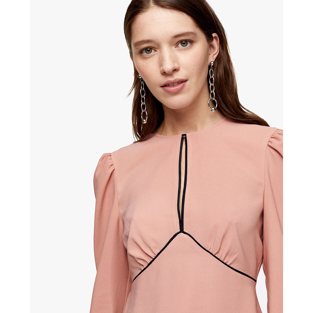 TOPSHOP - Áo kiểu nữ cổ tròn tay dài AUSTIN Plain Pink 13D21RPPK-029