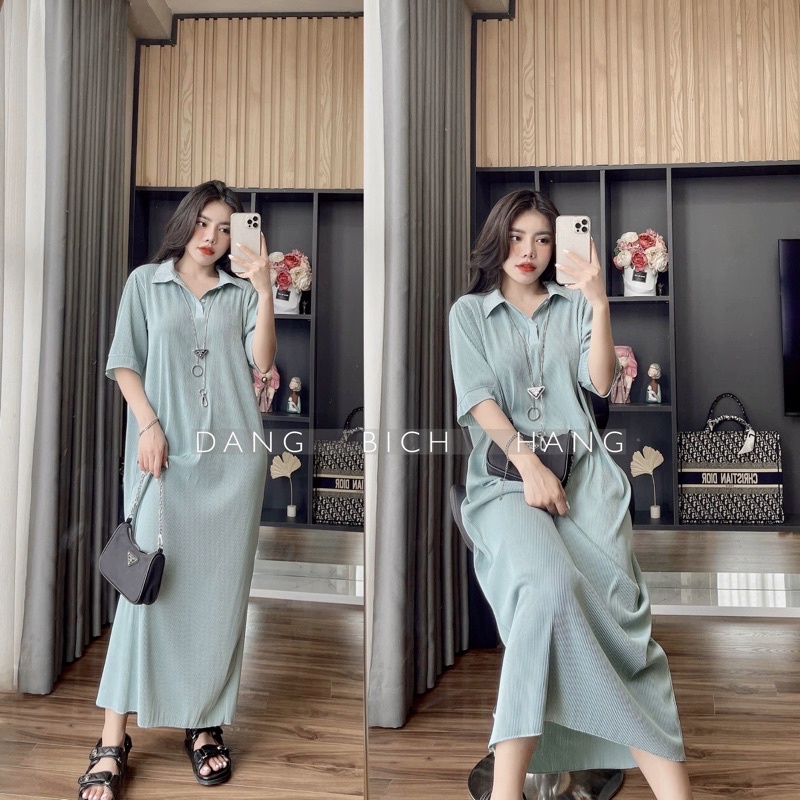 Váy Dập Ly Cổ Đức Dáng Suông Hàng Đẹp Chất Mềm - Ảnh Thật