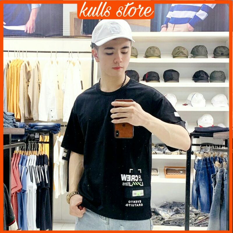 Áo thun nam from rộng kiểu dáng unisex hàn quốc màu đen in hình