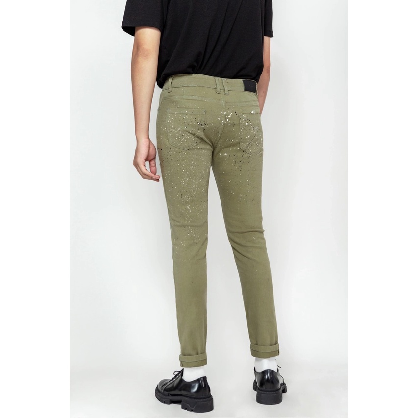 Quần Jean Amand Paint Dot Skinny Jeans - Green/ Beige