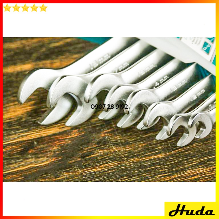 Bộ 8 cờ lê vòng miệng 2 miệng 2 vòng 6-22mm Total Ingco sơn bóng chất liệu Cr-V chắc chắn