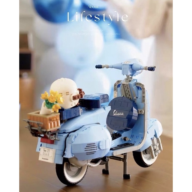 Đồ chơi lắp ráp Legogi XE MÁY VESPA XANH HỒNG 1106 mảnh bản Nonlego Vespa 125 mô hình lắp ghép xếp hình