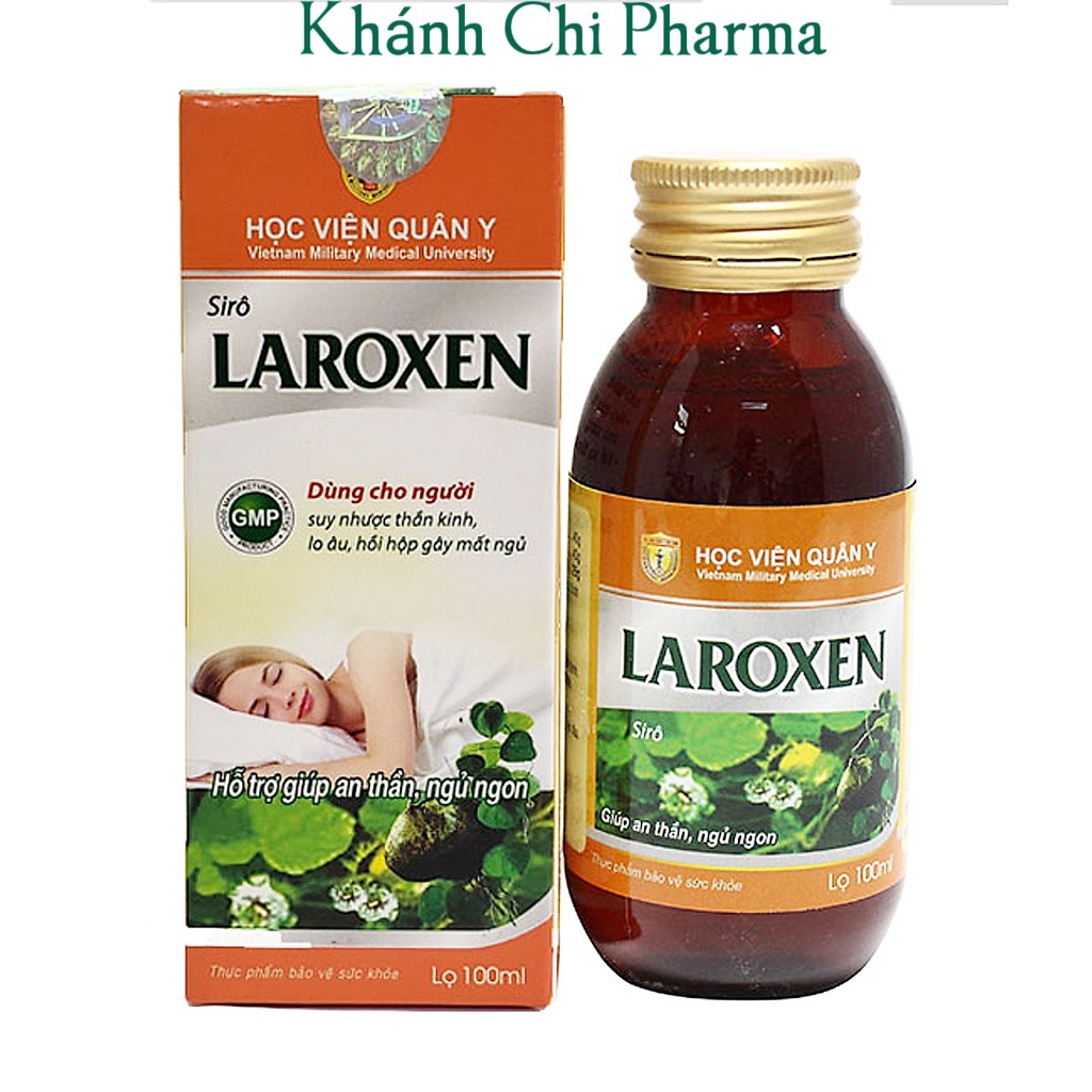Siro thảo dược Laroxen chai 100ml học viện quân y. Giúp an thần tạo giấc ngủ ngon, ngủ sâu giấc