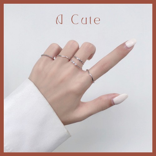 Set 5 nhẫn đeo tay đính ngọc trai giả thời trang cho nữ - Acute