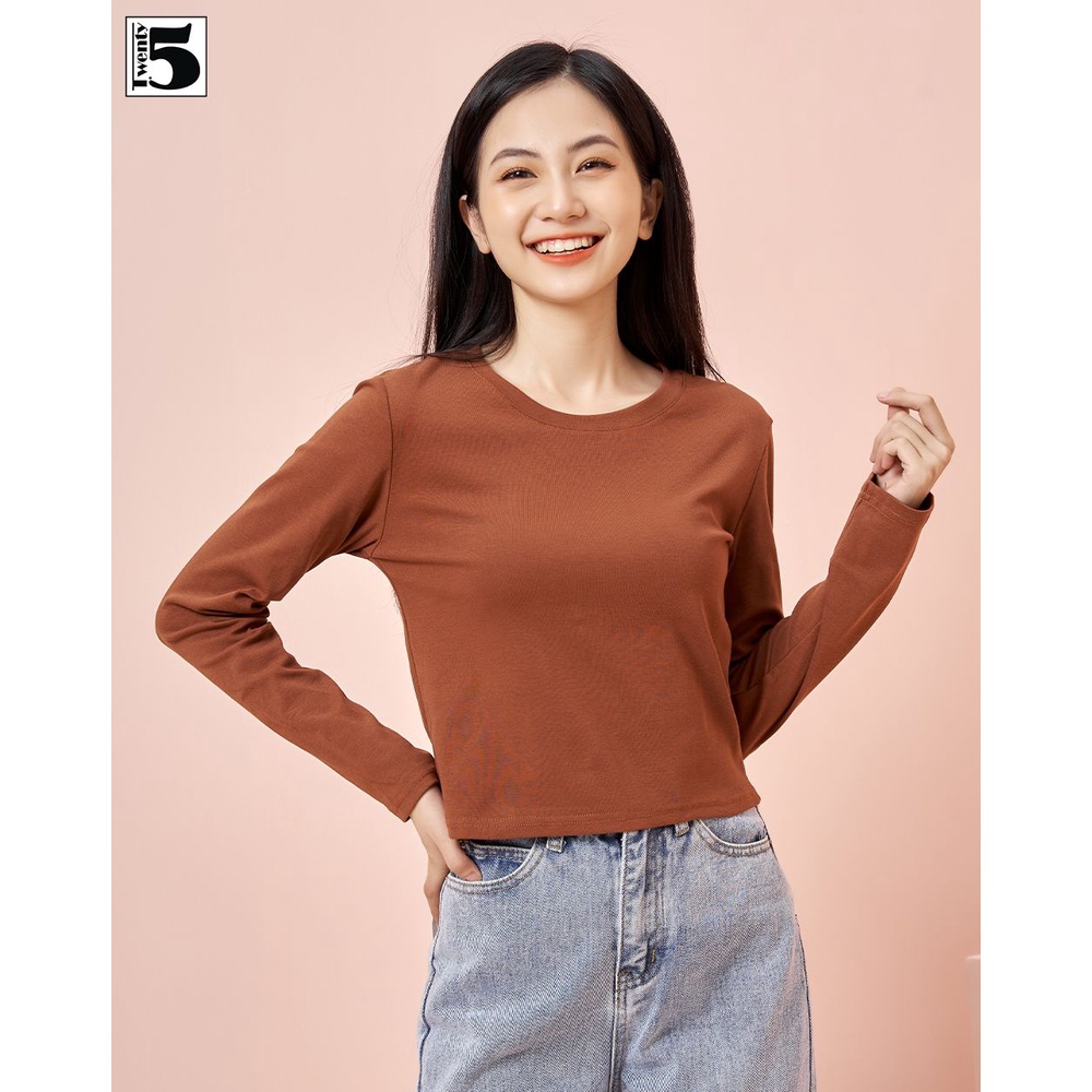 Áo thun nữ dài tay trơn màu croptop Twentyfive 3870