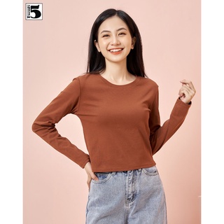 Áo thun nữ dài tay trơn màu croptop Twentyfive 3870