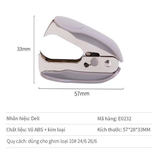 Nhổ ghim 10# Deli 24/6 26/6, Đen, xanh, xám - 1 cái E0232