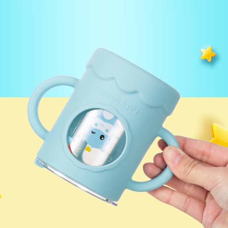 Cốc uống sữa có ống hút chống bỏng / rơi in hoạt hình đáng yêu tiện dụng cho trẻ nhỏ