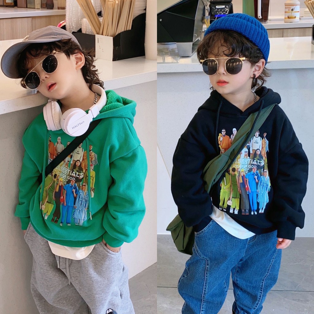 AB315 - Áo nỉ bé trai, bé gái lót lông sz 90-140, áo hoodie in hình cho bé mùa đông dày dặn