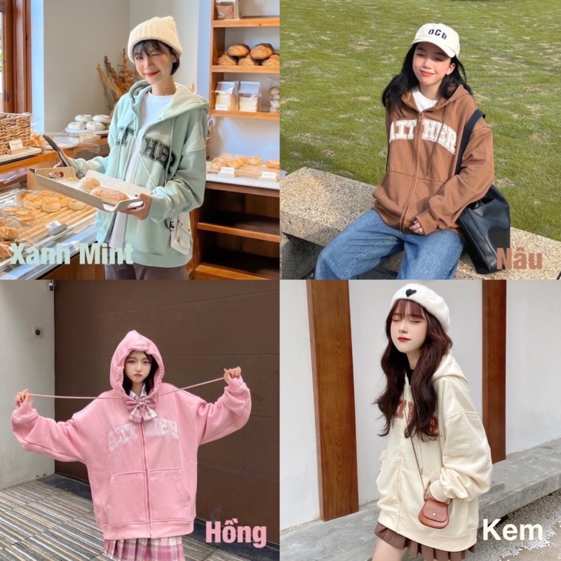 Áo Khoác Nỉ ATT HER 🌸 Áo Nỉ Hoodie Nữ form rộng Ulzzang🌸