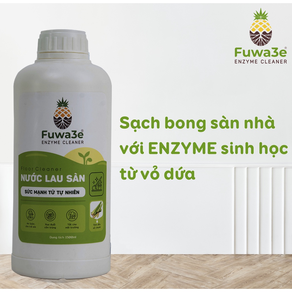 Nước lau sàn Fuwa3e hữu cơ organic sả chanh khử mùi đuổi muỗi kiến diệt nấm mốc 1.5L