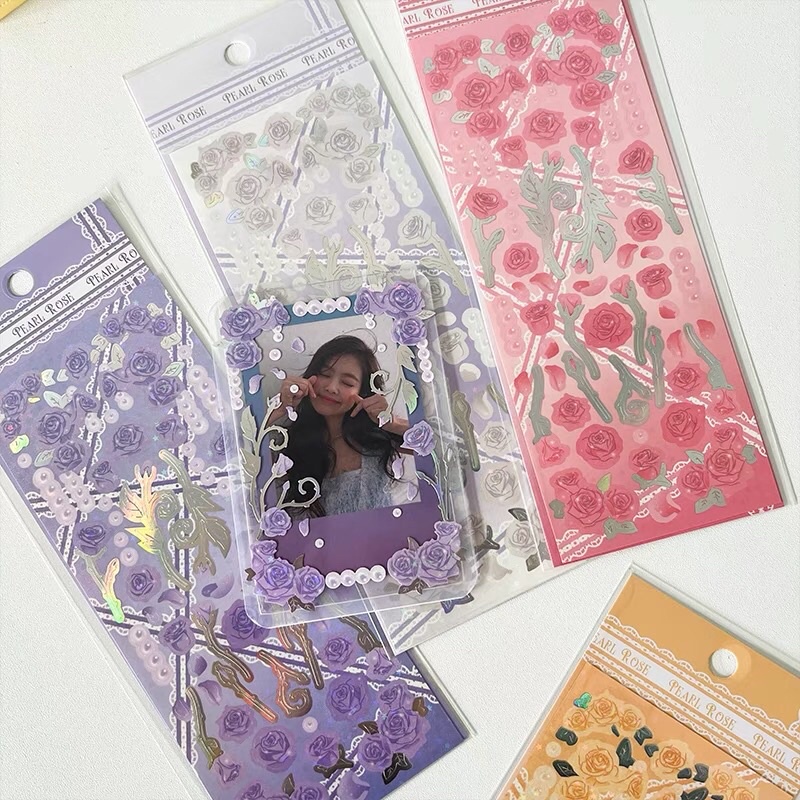 Sticker pearl rose_hình dán trang trí top,card