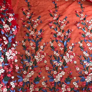 Vải ren hoa đào nở