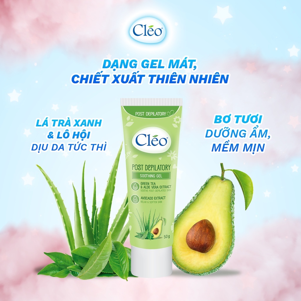 [Che Tên] Gel Cléo Dưỡng Dịu Da Sau Tẩy Lông Chiết Xuất Từ Bơ &amp; Trà Xanh