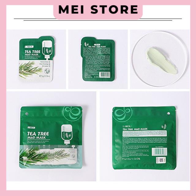 Set 12 Mặt Nạ Bùn Tea Tree Mud Mask Chiết Xuất Từ Cây Tràm Trà LAIKOU Loại Bỏ Mụn Đầu Đen