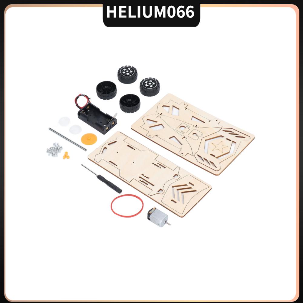 Helium066 Wooden Model Cars Kits 4 Wheel Drive Racing Car Building Puzzles DIY Scientific Experiment Educational Toys