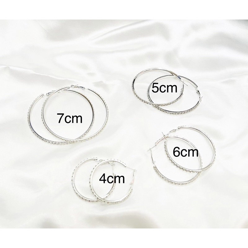 bông tai khoen tròn nhiều size , khuyên tai tròn đính đá sang chảnh phong cách hàn quốc