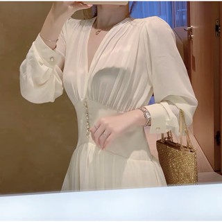váy trắng dài bo eo