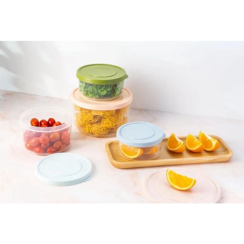 Hộp thực phẩm tròn Hokkaido 500ml, 750ml, 1000ml, 1500ml, 2000ml, 2500ml inochi chịu nhiệt độ cao. MÀU NGẪU NHIÊN