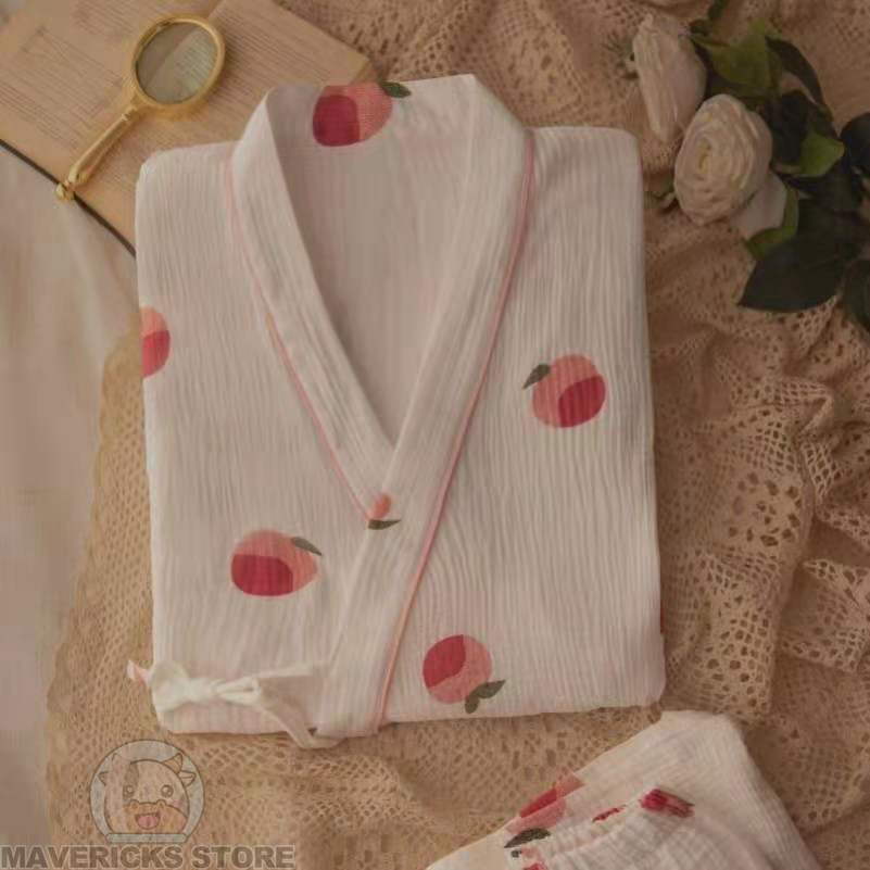 Bộ Đồ Ngủ Ngắn Tay Phong Cách kimono Nhật Bản Cho Nữ