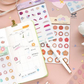 Set 3 tấm hình dán Multi Icon Sticker trang trí sổ, planner, điện thoại, scrapbook - Tiệm Ngựa Gỗ