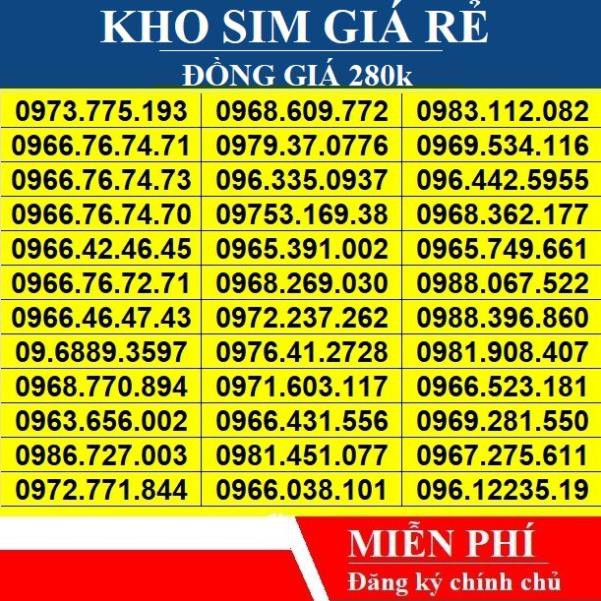 SIM VIETTEL SỐ ĐẸP GIÁ RẺ - ĐẦU 09 - HỖ TRỢ ĐK CHÍNH CHỦ
