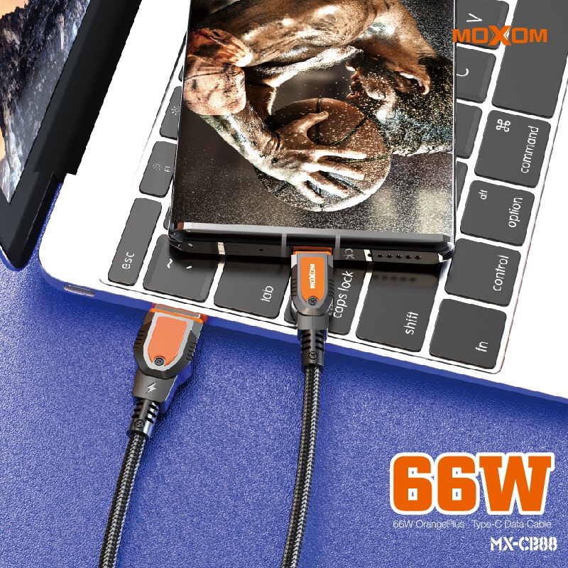 Dây sạc Type-C chính hãng MOXOM CB88 5A 66W, hỗ trợ sạc QC 4.0, VOOC, QC 3.0 dùng cho Samsung Oppo Xiaomi Redmi , dài 1m