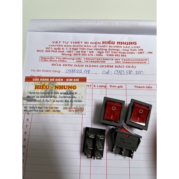 CÔNG TẮC BẬP BÊNH KCD4 XANH ĐỎ CÓ ĐÈN 4 PIN 15/30a 250V 32x21mm
