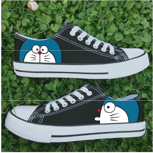 ■ ̅▣Giày Thể Thao canvas Cổ Thấp Họa Tiết Doraemon Vẽ Tay DIY Thời Trang Cho Nữ sm