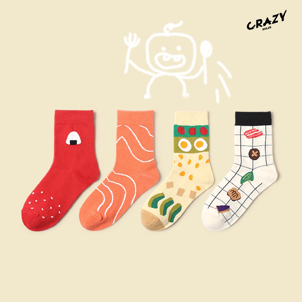 🧦 Crazy socks -Vớ dài cơm cuộn-cá hồi-vỉ nước thức ăn🧦