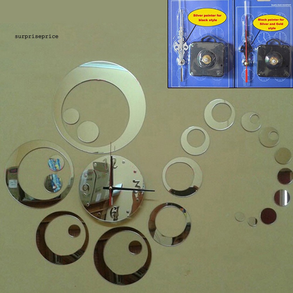 Đồng hồ dán tường kiểu tráng gương 3d độc đáo bắt mắt