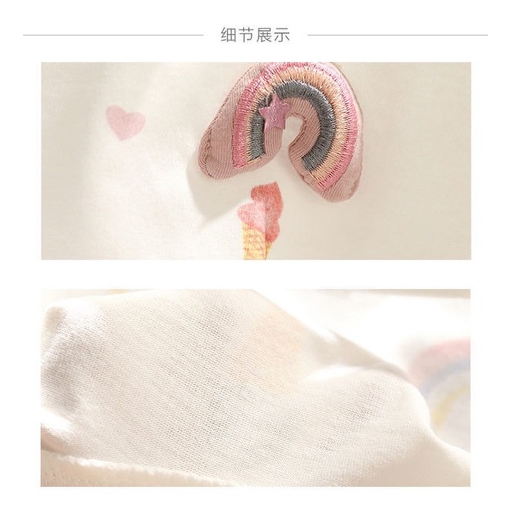Áo Thun Cotton Tay Ngắn In Hình Cây Kem Dễ Thương Thời Trang Mùa Hè Cho Bé Gái