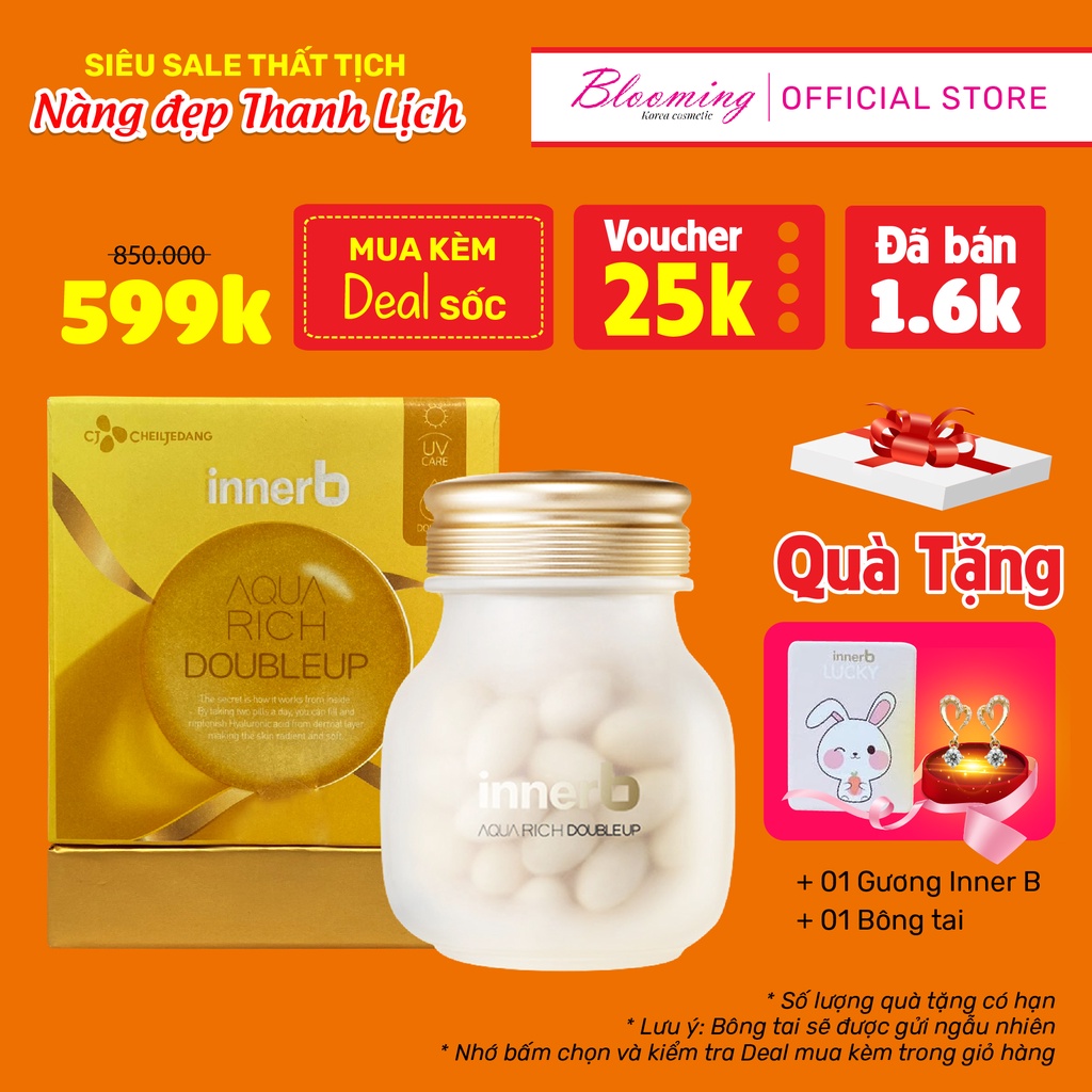 [PHIÊN BẢN NÂNG CẤP] Thực phẩm bảo vệ sức khỏe INNERB AQUA RICH DOUBLEUP(giữ ẩm da sáng mịn từ AxitHyaluronic) 70 viên | Thế Giới Skin Care
