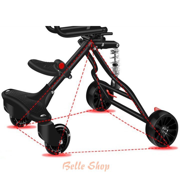 Xe Đẩy Gấp Gọn, Xe Đẩy Du Lịch Cao Cấp Có Giỏ, Mái Che