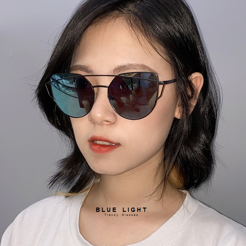 Kính Râm Mát Nam Nữ Mắt Mèo Đen, Tráng Gương Đỏ, Xanh Dương - BLUE LIGHT SHOP