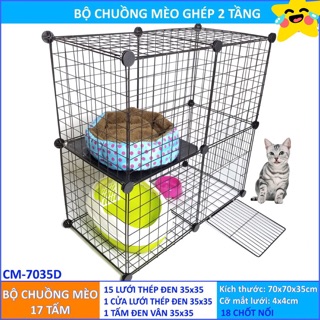 💥RẺ VÔ ĐỊCH- CHUỒNG QUÂY CHÓ MÈO 2 TẦNG. Cao 75cm rộng 75cm sâu 37cm. Coa sẵn 3 màu đen trắng hồng