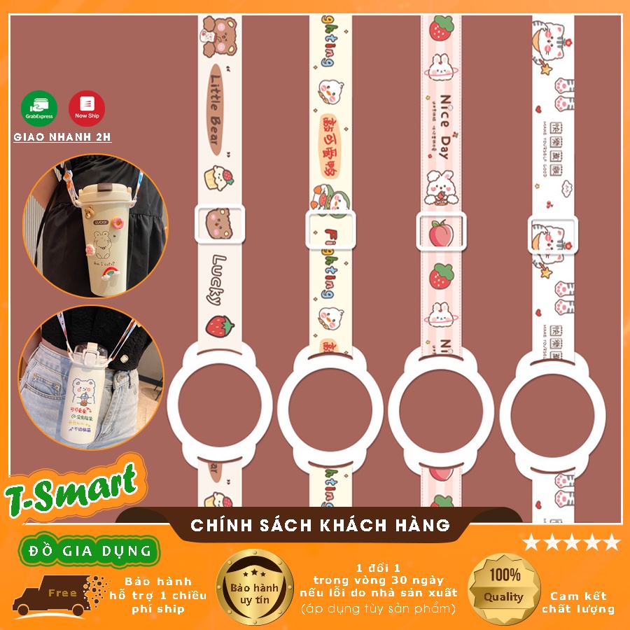 Dây Đeo Bình Nước Hình Dễ Thương Tiện Lợi - Phù Hợp Bình Có Miệng Đường Kính Co Giãn 5CM - 8CM