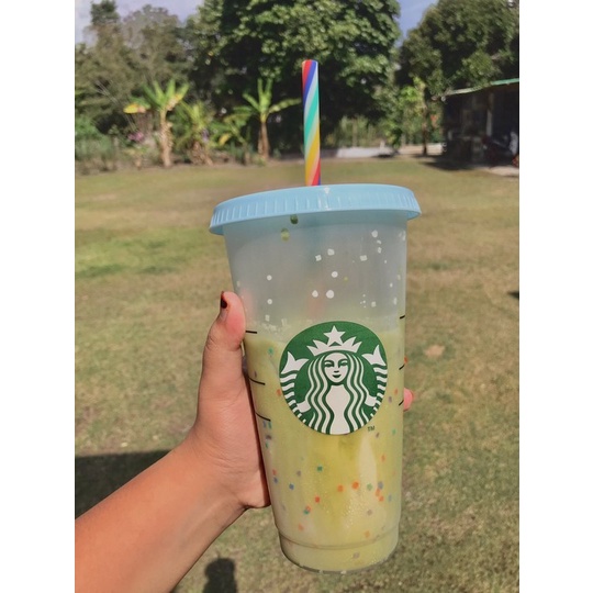 Cốc đựng nước bằng nhựa hình Starbucks đổi màu kèm nắp và ống hút 710ML 24 Oz