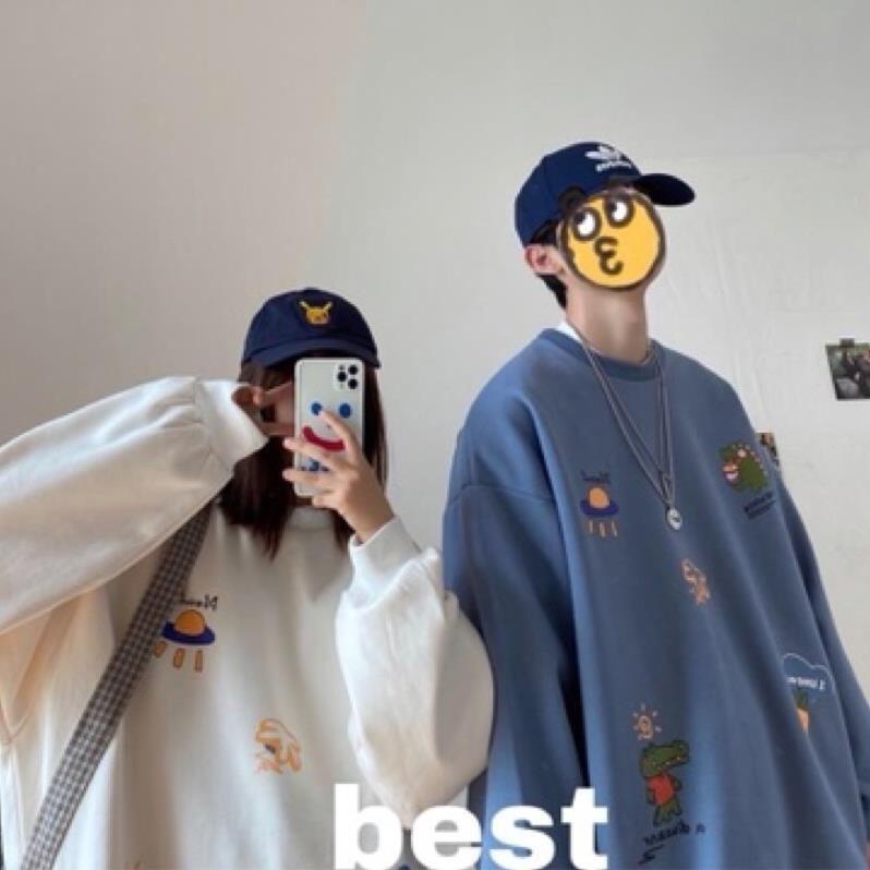 Áo Sweater Nỉ In Hoạ Hoạ Tiết Toàn Thân Mẫu Mới Hot Hit, Áo Nỉ Thụng Tay Phồng (Hàng Có Sẵn , Ảnh Thật)