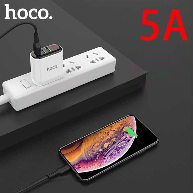 Cốc sạc nhanh 3 cổng (3 USB) 5A MAX Hoco 3-Ports HK1 Đèn led báo sạc