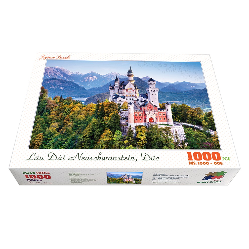 [Mã BMBAU50 giảm 10% đơn 99k] Bộ tranh xếp hình cao cấp 1000 mảnh ghép – Lâu Đài Neuschwanstein, Đức
