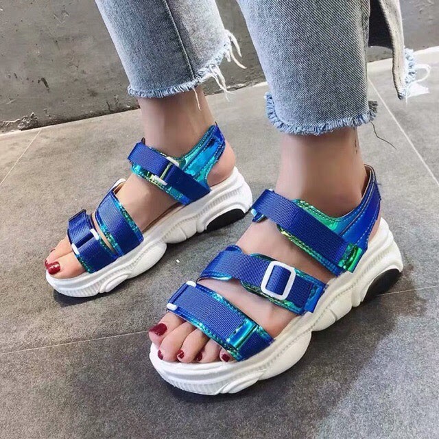 Sandal Đi Học | Sandal Đi Chơi | Dép Quai Hậu Màu Hologram Style Ulzzang